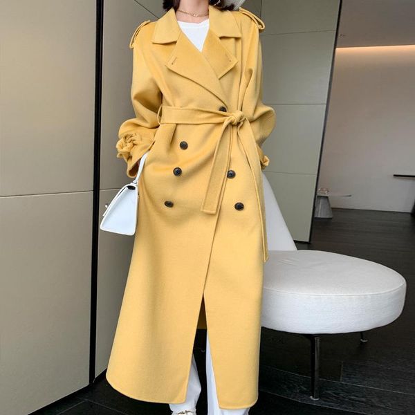 women's wool & blends dalian 2021 autumn double-sided cashmere coat foreign style thin and long epaulet ni, Black
women's wool & blends dalian 2021 autumn double-sided cashmere coat foreign style thin and long epaulet ni, Black