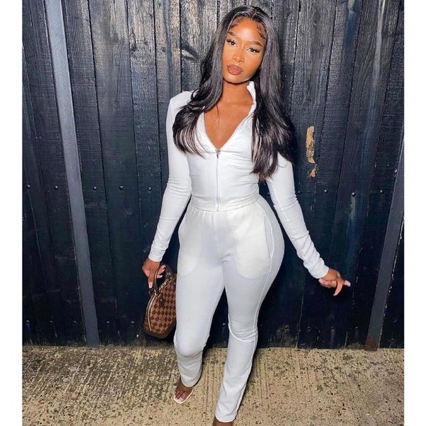 women's two piece pants autumn winter long sleeve zipper jacket hight waist skinny with pocket set tracksuit sportwear outfits, White
women's two piece pants autumn winter long sleeve zipper jacket hight waist skinny with pocket set tracksuit sportwear outfits, White