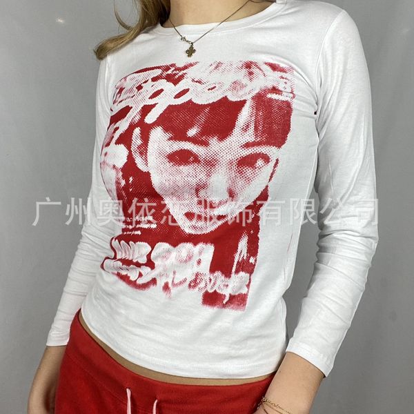 tees t-shirt 2021 summer wear face print long sleeve round neck t-shirt women's top, White
tees t-shirt 2021 summer wear face print long sleeve round neck t-shirt women's top, White