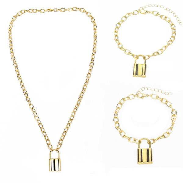 pendant necklaces three piece suit lock chain necklace punk 90s link gold color padlock women fashion gothic jewelry, Silver
pendant necklaces three piece suit lock chain necklace punk 90s link gold color padlock women fashion gothic jewelry, Silver
