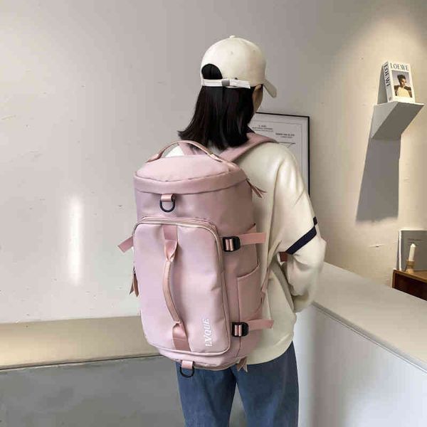 travel bag large capacity multifunctional portable double shoulder barrel single backpack training sports, Blue;pink
travel bag large capacity multifunctional portable double shoulder barrel single backpack training sports, Blue;pink