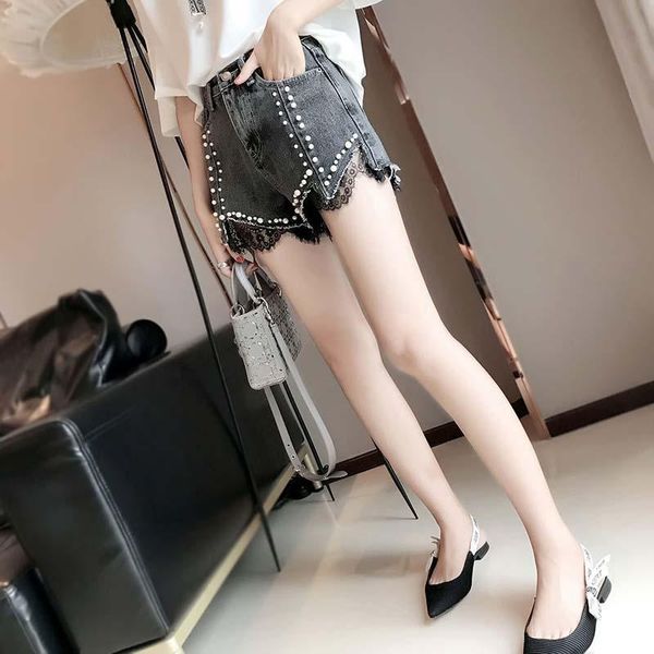 2021 women spring summer elegant denim shorts female beading a-line high waist wide leg shorts lady casual slim lace g384, Blue
2021 women spring summer elegant denim shorts female beading a-line high waist wide leg shorts lady casual slim lace g384, Blue