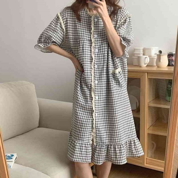 women's sleepwear summer geometric sweet chic femme princess pajamas casual plaid loose-fitting nightes gp18, Black;red
women's sleepwear summer geometric sweet chic femme princess pajamas casual plaid loose-fitting nightes gp18, Black;red