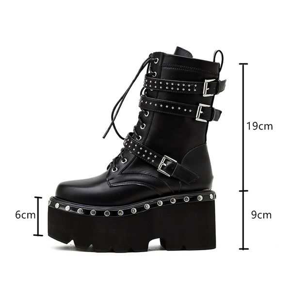 dress shoes ins style block women motorcycle boots vintage rivet strap buckle platform wedge chunky autumn winter warm mid-calf re, Black
dress shoes ins style block women motorcycle boots vintage rivet strap buckle platform wedge chunky autumn winter warm mid-calf re, Black
