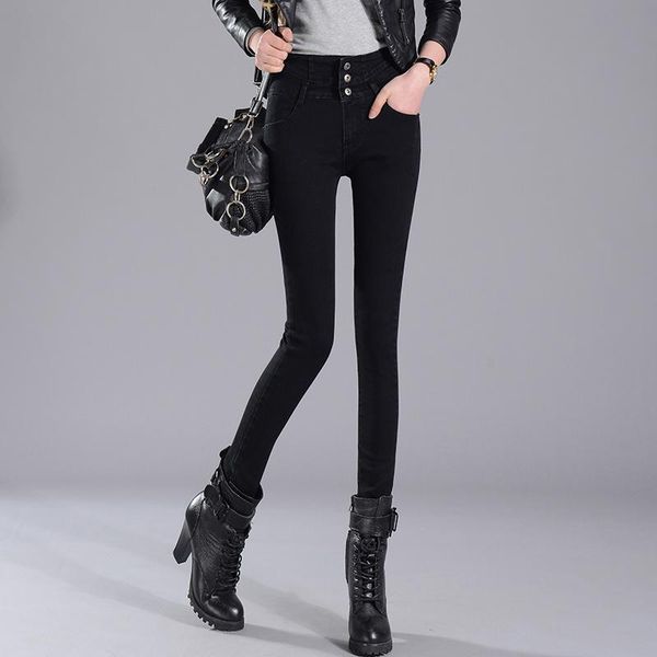 women's jeans high-waisted women fashionable size slim black and trousers fall breasted stretch pencil, Blue
women's jeans high-waisted women fashionable size slim black and trousers fall breasted stretch pencil, Blue