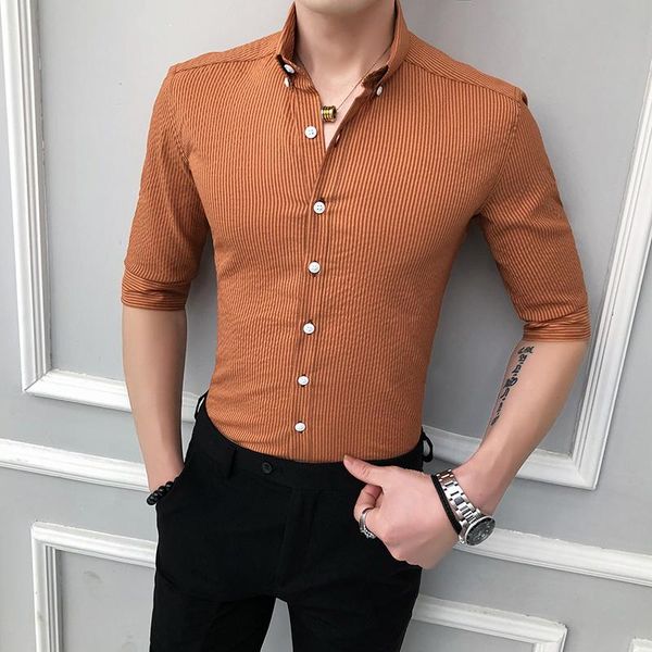 2021 summer striped shirt men casual slim fit half sleeve dress shirts camisa masculina formal business streetwear social shirt, White;black
2021 summer striped shirt men casual slim fit half sleeve dress shirts camisa masculina formal business streetwear social shirt, White;black