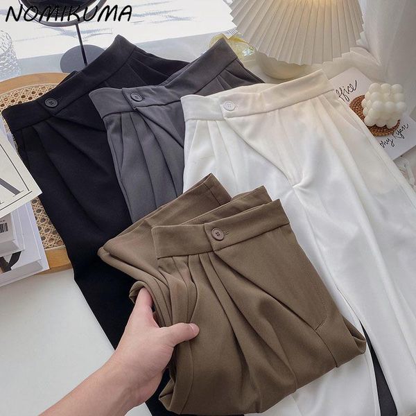 women's pants & capris nomikuma 2021 autumn suit woman korean high waisted elegant long trousers causal solid wide leg mujer 6l773, Black;white
women's pants & capris nomikuma 2021 autumn suit woman korean high waisted elegant long trousers causal solid wide leg mujer 6l773, Black;white