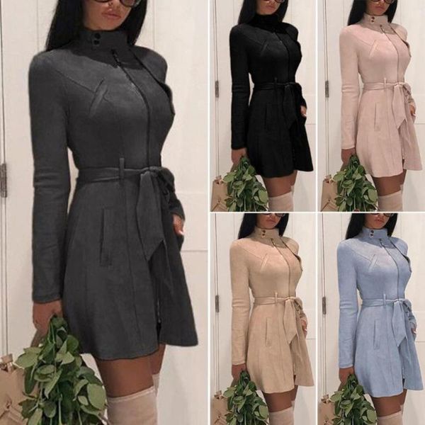 casual dresses elegant woman dress solid color zipper slims fit long sleeve lapel for women autumn belt midi ladies, Black;gray
casual dresses elegant woman dress solid color zipper slims fit long sleeve lapel for women autumn belt midi ladies, Black;gray