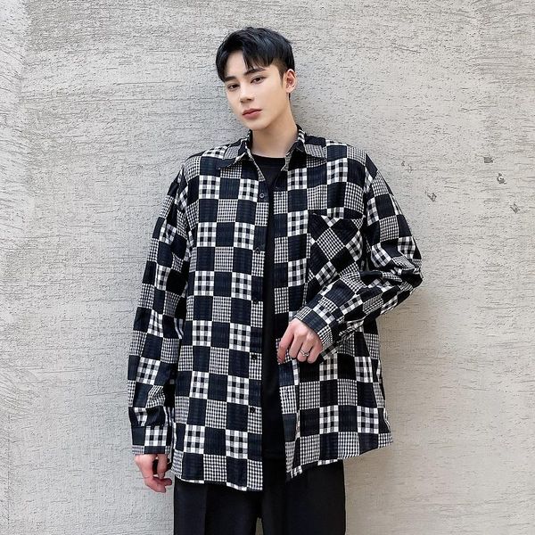 men's casual shirts spring and autumn korean double black white check fashion trend with large size long sleeve shirt, White;black
men's casual shirts spring and autumn korean double black white check fashion trend with large size long sleeve shirt, White;black