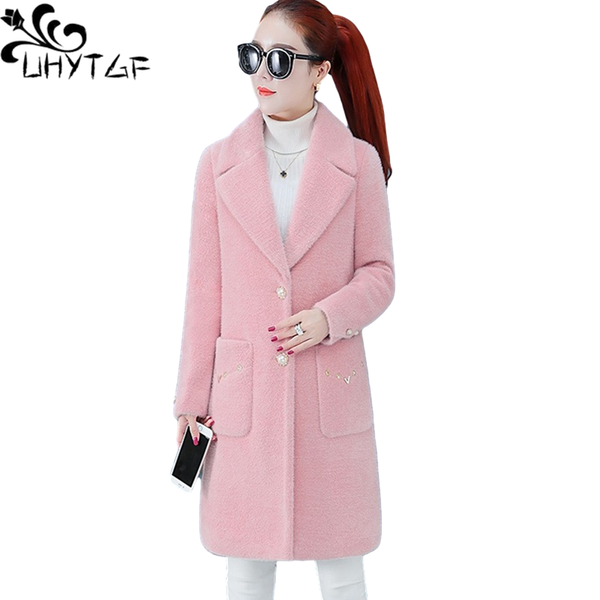 women's wool & blends uhytgf quality imitation mink fleece autumn winter woolen coat female fashion lapel single-breasted casual jacket, Black
women's wool & blends uhytgf quality imitation mink fleece autumn winter woolen coat female fashion lapel single-breasted casual jacket, Black