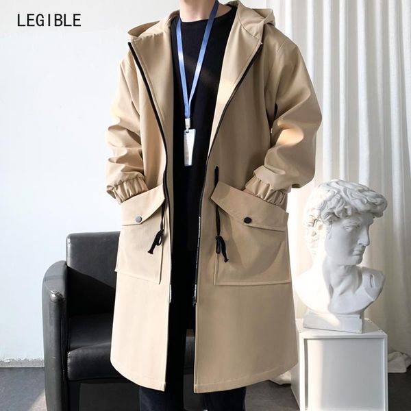 legible 2021 spring autumn trench men high-quality trench coat man casual loose long coat for men coats, Tan;black 
legible 2021 spring autumn trench men high-quality trench coat man casual loose long coat for men coats, Tan;black