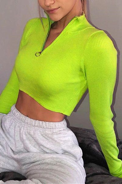 women's t-shirt autumn rib knit short crop long sleeve stand collar zipper front slim fit solid color basic tee shirt daily wear, White
women's t-shirt autumn rib knit short crop long sleeve stand collar zipper front slim fit solid color basic tee shirt daily wear, White