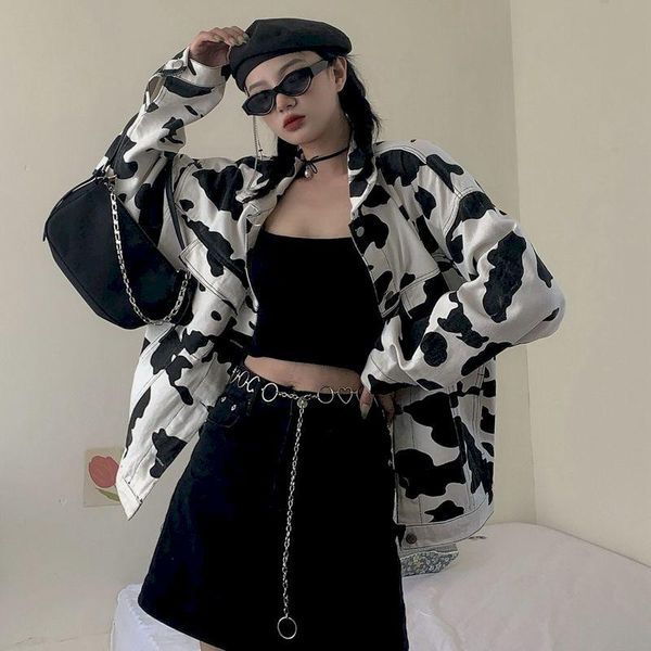 women's jackets 2021 autumn denim jacket female korean version of the retro cow pattern loose casual long sleeve, Black;brown
women's jackets 2021 autumn denim jacket female korean version of the retro cow pattern loose casual long sleeve, Black;brown