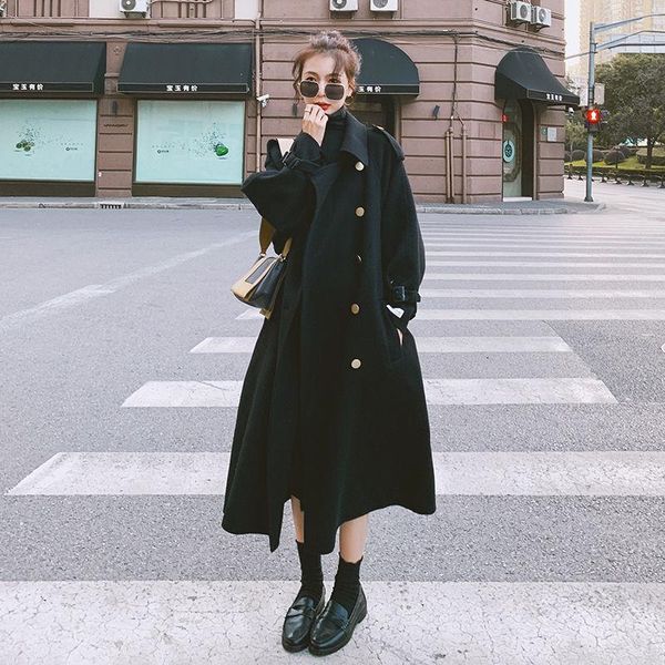 women's wool & blends 2021 women autumn winter vintage coat lady sashes double breasted long sleeve outerwear female causal plus size j, Black
women's wool & blends 2021 women autumn winter vintage coat lady sashes double breasted long sleeve outerwear female causal plus size j, Black