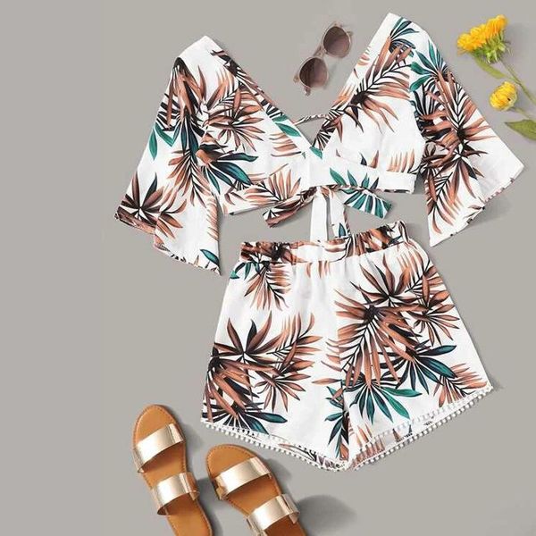 women's tracksuits two piece suit women casual v neck short sleeve lacing print leaves shorts elasticity couple leisure holiday style, Gray
women's tracksuits two piece suit women casual v neck short sleeve lacing print leaves shorts elasticity couple leisure holiday style, Gray