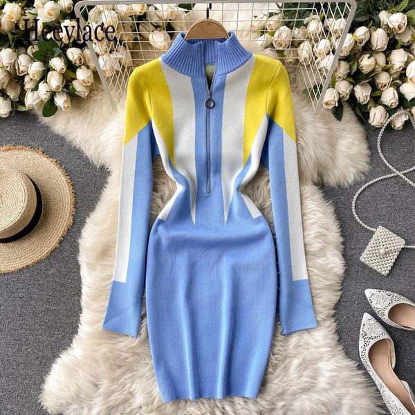 casual dresses autumn winter women knitted sweater dress 2021 europe style zipper collar long sleeve bodycon jumper, Black;gray
casual dresses autumn winter women knitted sweater dress 2021 europe style zipper collar long sleeve bodycon jumper, Black;gray