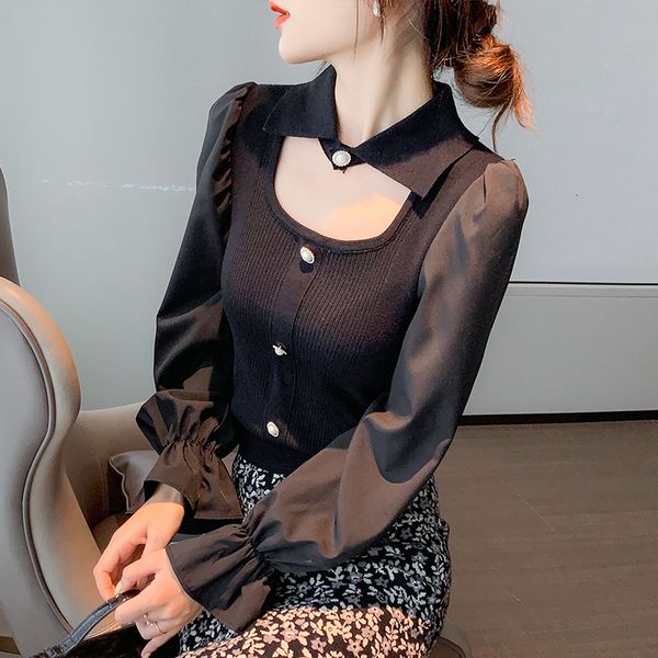 female fashion mesh sweater 2021 autumn and winter new wild pullover couture chiffon thin shirt rm1m, White;black
female fashion mesh sweater 2021 autumn and winter new wild pullover couture chiffon thin shirt rm1m, White;black