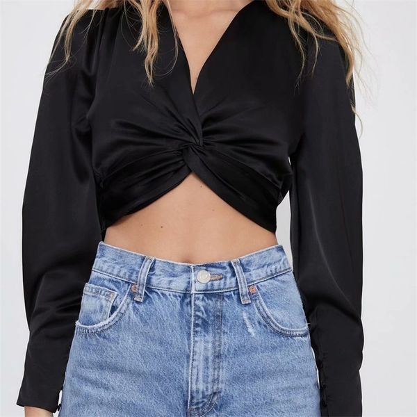 traf women fashion knotted silk satin texture blouses vintage v neck long sleeve female shirts blusas streetwear 210225, White
traf women fashion knotted silk satin texture blouses vintage v neck long sleeve female shirts blusas streetwear 210225, White