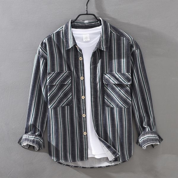 2021 striped veet shirt for men autumn new long, wild casual sleeve thicken minimalist male colthing y3460 cbgm, White
2021 striped veet shirt for men autumn new long, wild casual sleeve thicken minimalist male colthing y3460 cbgm, White