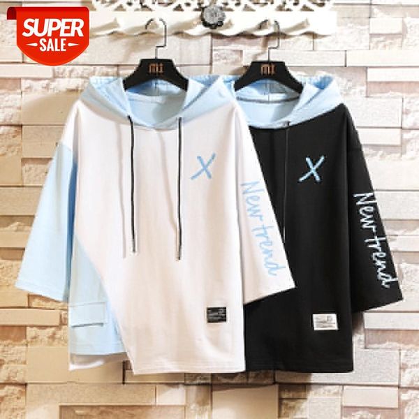 new trend casual 2021 summer men's sweatshirt streetwear loose hip hop punk rock short hoodies body oversized #gn5m, Black