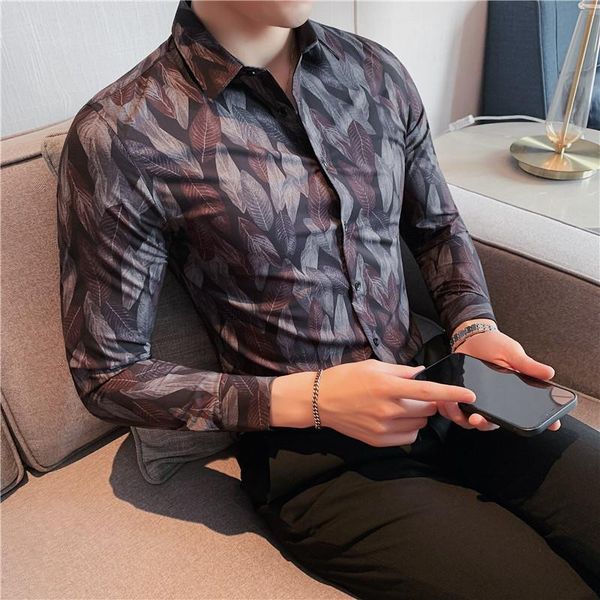 men's casual shirts autumn floral shirt long sleeve male business social formal dress streetwear men clothing, White;black
men's casual shirts autumn floral shirt long sleeve male business social formal dress streetwear men clothing, White;black