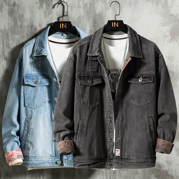2021 autumn new men's light blue vintage jacket fashion casual streetwear dark gray denim coat male brand clothes lufc, Black;brown
2021 autumn new men's light blue vintage jacket fashion casual streetwear dark gray denim coat male brand clothes lufc, Black;brown