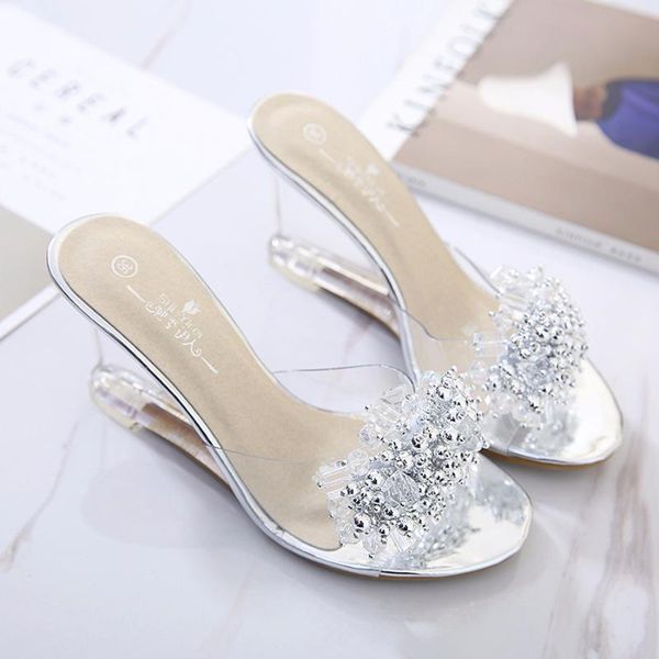 slippers summer wedges sandals women crystal transparent high heels glass string bead pvc fashion shoes 2021, Black
slippers summer wedges sandals women crystal transparent high heels glass string bead pvc fashion shoes 2021, Black