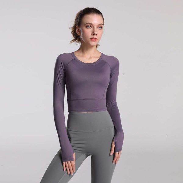 promotion style tight sports women's short long sleeve solid color quick drying fitness training suit bareback yoga top, Gray
promotion style tight sports women's short long sleeve solid color quick drying fitness training suit bareback yoga top, Gray