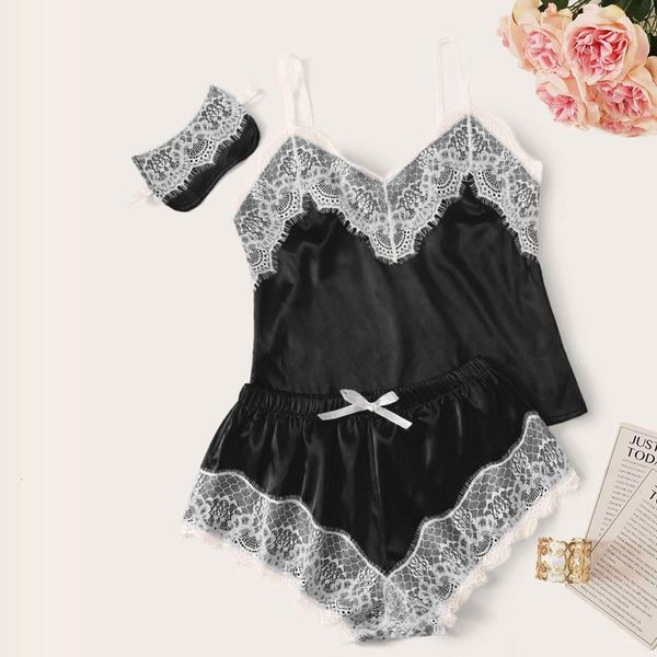 lingerie bra set women's sleepwear sleeveless strap lace trim satin cami pajama sets bras women brief sets, Black;red
lingerie bra set women's sleepwear sleeveless strap lace trim satin cami pajama sets bras women brief sets, Black;red