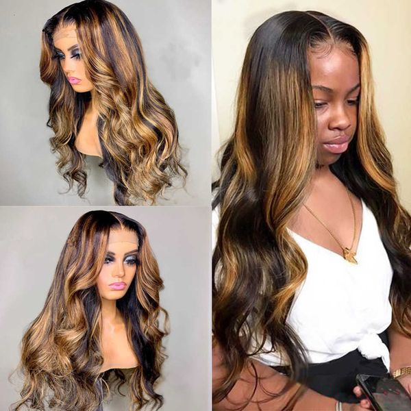 4/27 highlight 13x6 body wave lace front colorful preplucked brazilian silk human hair wig, Black
4/27 highlight 13x6 body wave lace front colorful preplucked brazilian silk human hair wig, Black