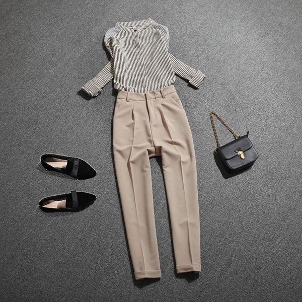women's two piece pants 2021 women autumn winter vintage suit female o-neck stripted + high waist straight pant set lady casual loose 2, White
women's two piece pants 2021 women autumn winter vintage suit female o-neck stripted + high waist straight pant set lady casual loose 2, White