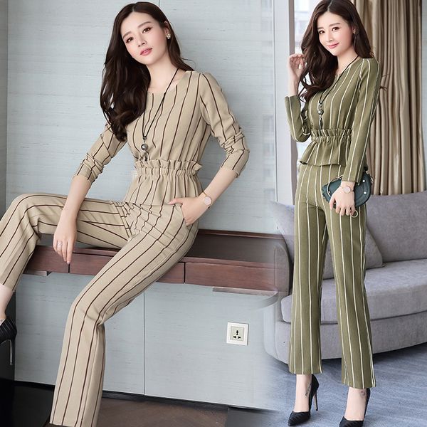 spring and in the autumn new fashion korean women's suit waist thin nine pants wide leg striped two-piece tb1807 ojfs, Gray
spring and in the autumn new fashion korean women's suit waist thin nine pants wide leg striped two-piece tb1807 ojfs, Gray