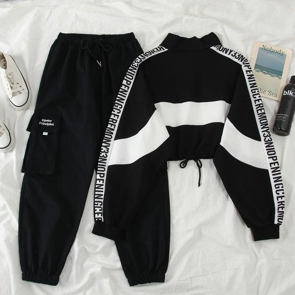 women's jackets streetwear cargo pants women harajuku loose jogger female trousers two piece suit harem 2021 spring oversize fashi, Black;brown
women's jackets streetwear cargo pants women harajuku loose jogger female trousers two piece suit harem 2021 spring oversize fashi, Black;brown