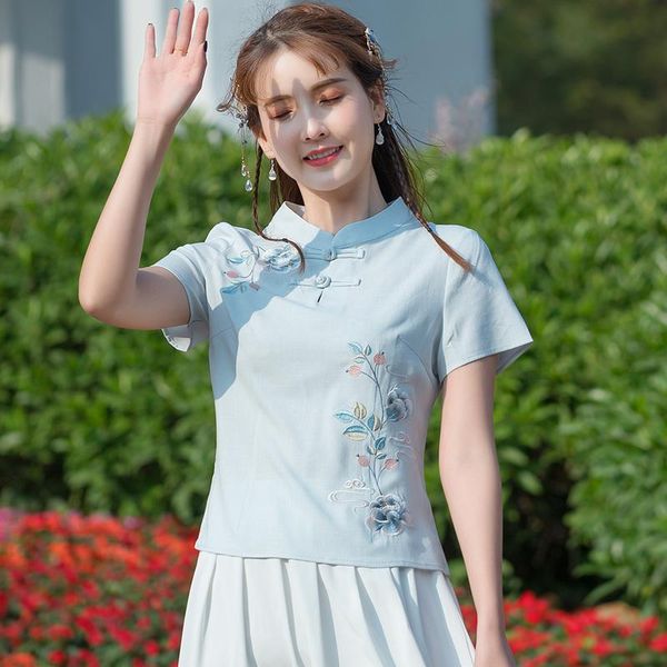 women's blouses & shirts kyqiao ethnic blouse women summer chinese style mandarin collar short sleeve floral embroidery shirt ropa muj, White
women's blouses & shirts kyqiao ethnic blouse women summer chinese style mandarin collar short sleeve floral embroidery shirt ropa muj, White
