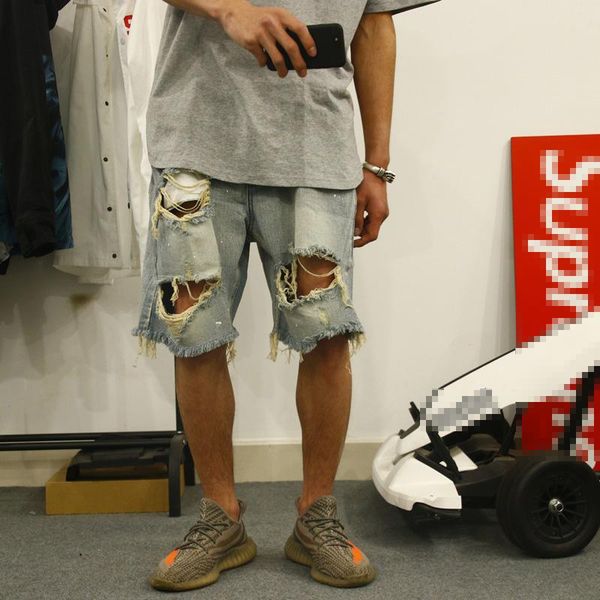 men's jeans retro wash and make old ripped denim shorts men casual loose big hole male short hip hop knee length, Blue
men's jeans retro wash and make old ripped denim shorts men casual loose big hole male short hip hop knee length, Blue