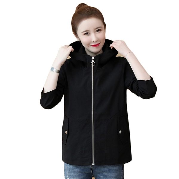 jacket women spring autumn korean fashion black plus size loose casual zipper short thin hooded coats feminina lr1015 210531, Black;brown
jacket women spring autumn korean fashion black plus size loose casual zipper short thin hooded coats feminina lr1015 210531, Black;brown
