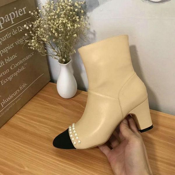 boots black apricot high-heeled women's fashion color matching large size 9 autumn and winter side zipper ankle bare 
boots black apricot high-heeled women's fashion color matching large size 9 autumn and winter side zipper ankle bare