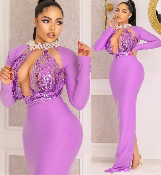 2021 plus size arabic aso ebi lilac lace prom dresses sheath long sleeves pearls evening formal party second reception gowns dress zj665, Black
2021 plus size arabic aso ebi lilac lace prom dresses sheath long sleeves pearls evening formal party second reception gowns dress zj665, Black