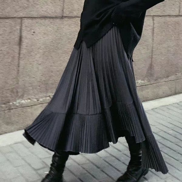 2021 new grey black long pleated women high waist irregular swing frill autumn midi skirt gothic t03t
2021 new grey black long pleated women high waist irregular swing frill autumn midi skirt gothic t03t