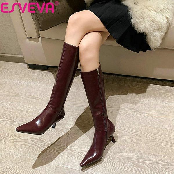 boots esveva 2022 western style women genuine leather knee high autumn and winter pointed toe thin heel shoes size 34-39, Black
boots esveva 2022 western style women genuine leather knee high autumn and winter pointed toe thin heel shoes size 34-39, Black