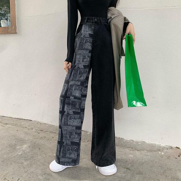 women's jeans skater style baggy pants vintage distressed graffiti patchwork y2k streetwear wide legs high waist, Blue
women's jeans skater style baggy pants vintage distressed graffiti patchwork y2k streetwear wide legs high waist, Blue