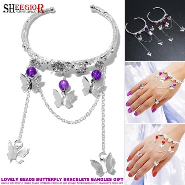 bangle classical silver color butterfly bracelets bangles women accessories vintage chinese style purple/red bead bracelet fashion gift, Black
bangle classical silver color butterfly bracelets bangles women accessories vintage chinese style purple/red bead bracelet fashion gift, Black