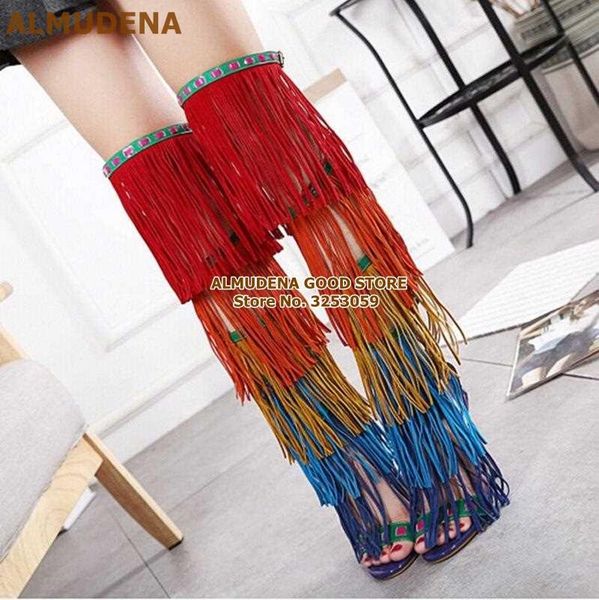 boots almudena fashion show tassel cool rainbow color fringe gladiator over-the-knee sandal hollow women buckle strap shoe, Black
boots almudena fashion show tassel cool rainbow color fringe gladiator over-the-knee sandal hollow women buckle strap shoe, Black