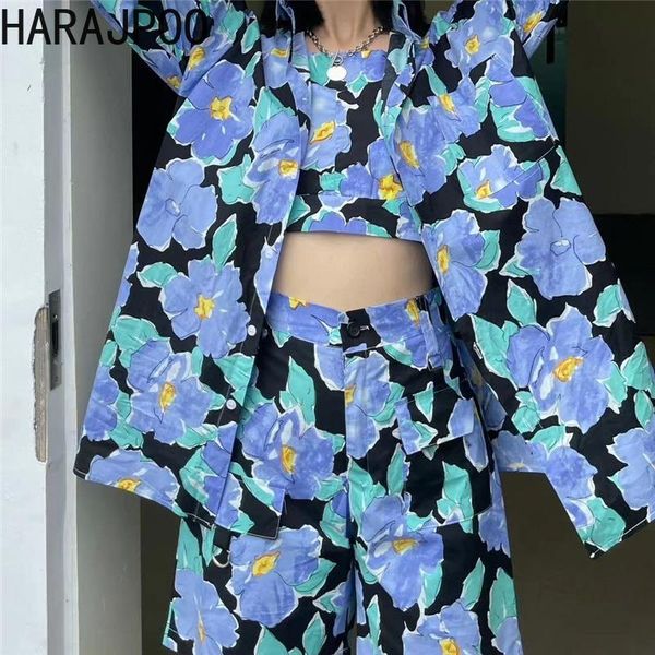 women's shorts harajpoo women sets fashion suit summer korean ins retro floral long sleeve shirt vest strap high waist slim casual set, White;black
women's shorts harajpoo women sets fashion suit summer korean ins retro floral long sleeve shirt vest strap high waist slim casual set, White;black