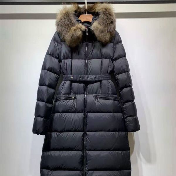 down coat 2021 fashion large wool collar jacket women's long waist closing thin mengjia white goose, Black
down coat 2021 fashion large wool collar jacket women's long waist closing thin mengjia white goose, Black