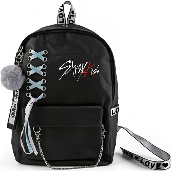 kpop stray kids backpack large capacity school bags with crossed ribbon plush ball pendant travel bag fans collection
kpop stray kids backpack large capacity school bags with crossed ribbon plush ball pendant travel bag fans collection