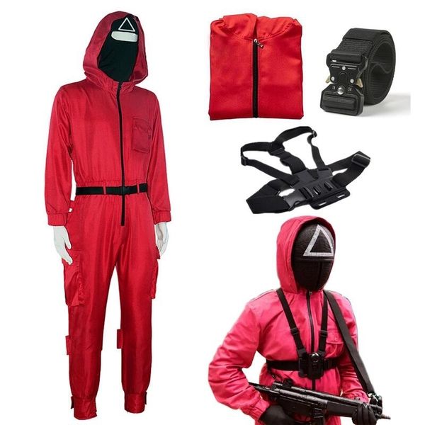 movie squid game cosplay costume red jumpsuit mask suit round six uniform halloween costumes for women man
movie squid game cosplay costume red jumpsuit mask suit round six uniform halloween costumes for women man