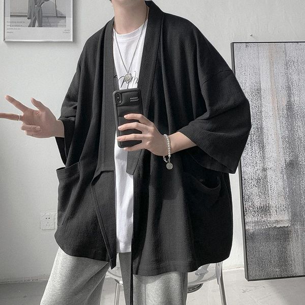 ethnic clothing japanese style men's kimono cardigan vintage samurai solid color loose thin leisure cotton linen haori streetwear, Red
ethnic clothing japanese style men's kimono cardigan vintage samurai solid color loose thin leisure cotton linen haori streetwear, Red