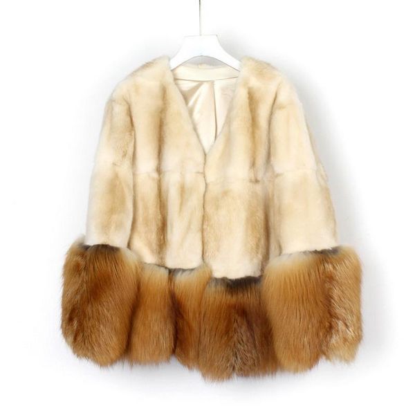 women's fur & faux 2021 winter mink green root and red coat female's occident v-neck real, Black
women's fur & faux 2021 winter mink green root and red coat female's occident v-neck real, Black