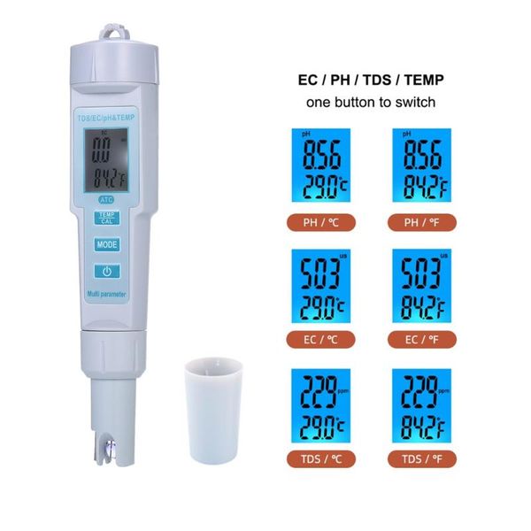 meters 4 in 1 water quality tester ph/ec/tds/temperature meter ip55 waterproof automatic shutdown backlight display white ph-686
meters 4 in 1 water quality tester ph/ec/tds/temperature meter ip55 waterproof automatic shutdown backlight display white ph-686